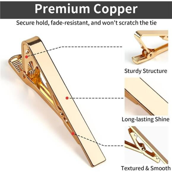 Mens tie clip set 6 pack assorted colors business wedding gift box included - Picture 3 of 7